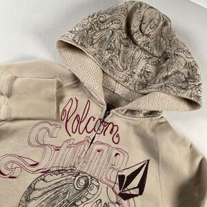 Volcom Stone Sunday Drive Zip Up Hoodie Tan Beige Graphic Y2K Medium B483701